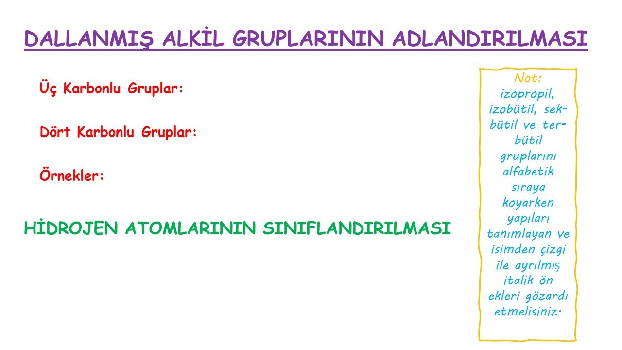 ORGANİK KİMYA| Dallanmış Alkil Gruplarının Adlandırılması