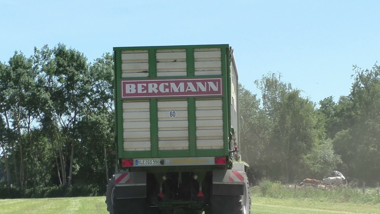 Gebr  Seegers Lohnbetrieb Silage Ernte mit Ladewagen Bergmann SHUTTLE 490 S mit New Holland T7 250 b
