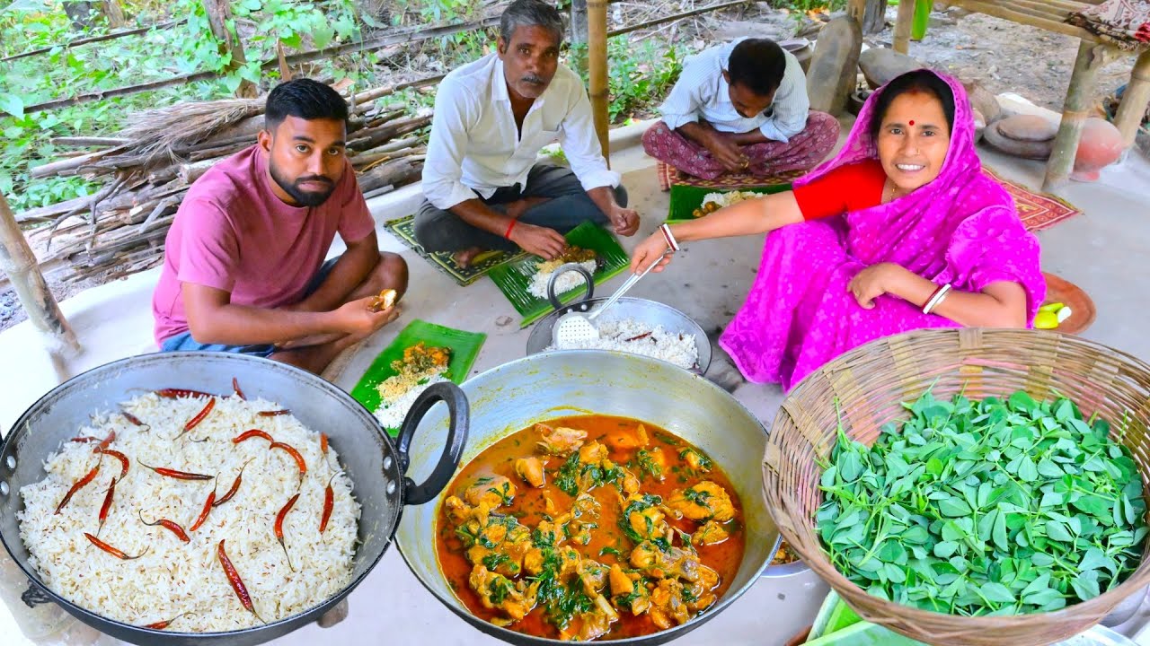 শীতের স্পেশাল বাগানের মেথিশাক দিয়ে চিকেন সঙ্গে জিরে রাইস | Winter special Methi Chicken & Jeera rice