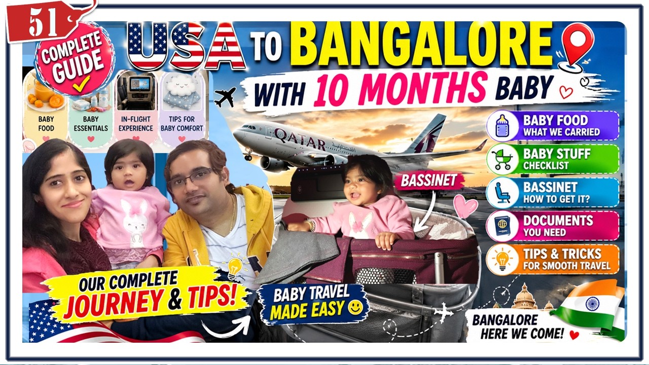 50k | Baby's 1st Flight| Qatar | Flight Experience with 10months baby|Travel with baby| Baby basinet