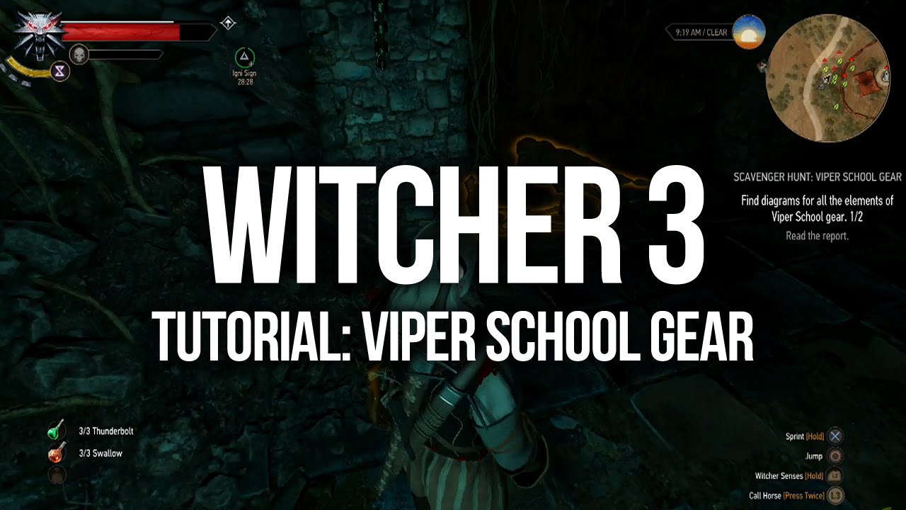 Witcher 3 Tutorial - Viper School Gear Quest