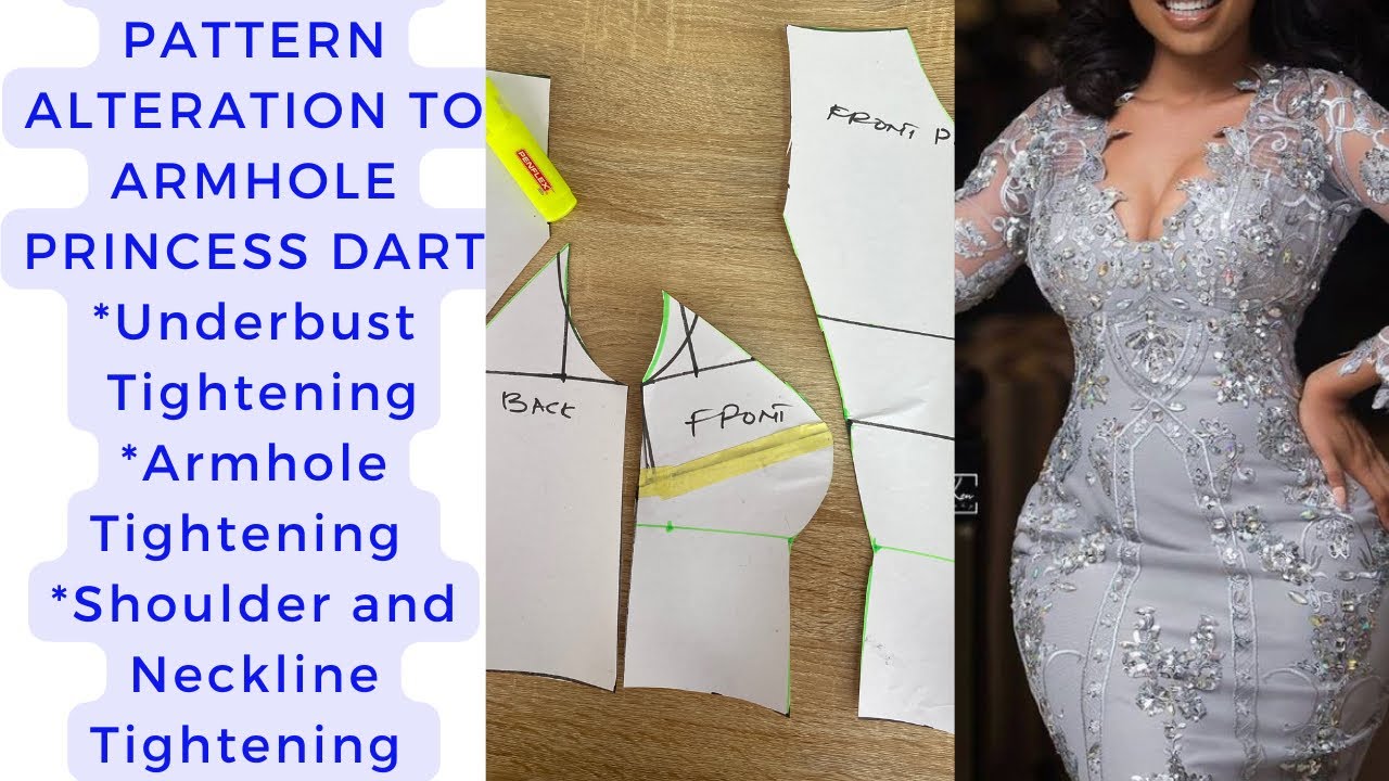 How to cut an Armhole Princess Dart with an UNDERBUST TIGHTENING //Armhole and Neckline Tightening.