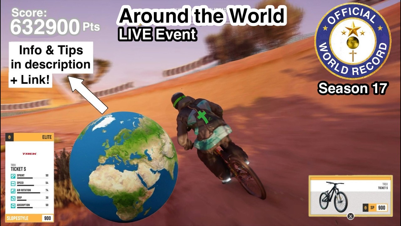 Around the World, LivE* • World Record • 632k pts on the Slopestyle Bike via Lb* in Riders Republic