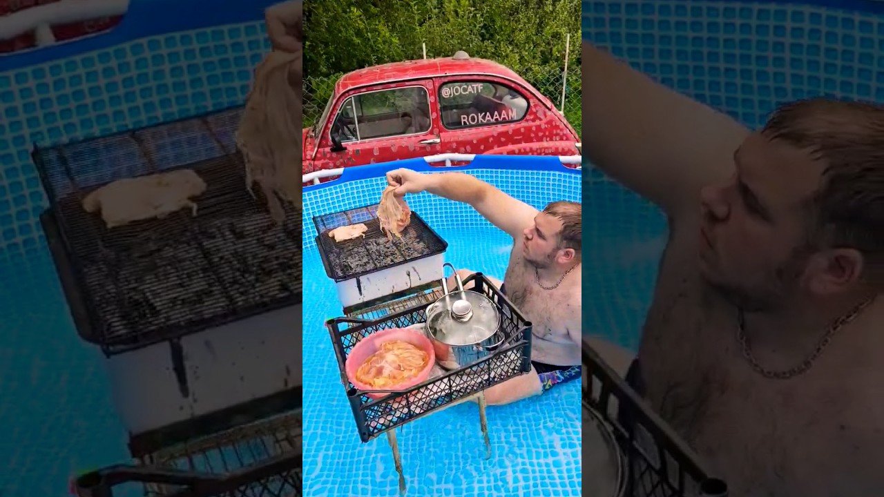 Grilling in the pool #experiment #lifehacks #test