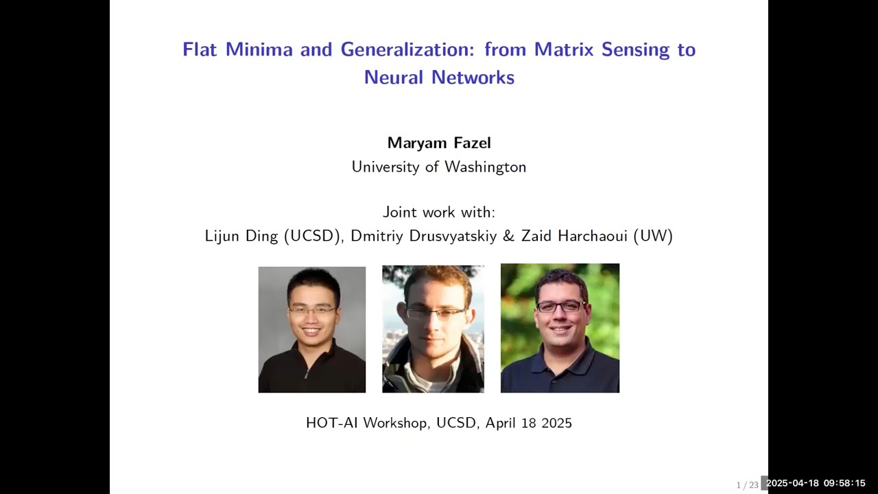 TILOS HOT-AI Workshop: Flat Minima and Generalization with Maryam Fazel (University of Washington)