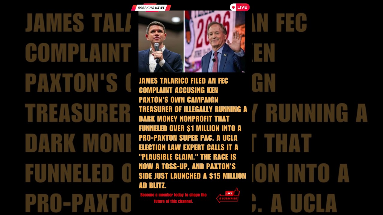 Talarico Files FEC Complaint Accusing Paxton's Treasurer of Illegal Dark Money Scheme