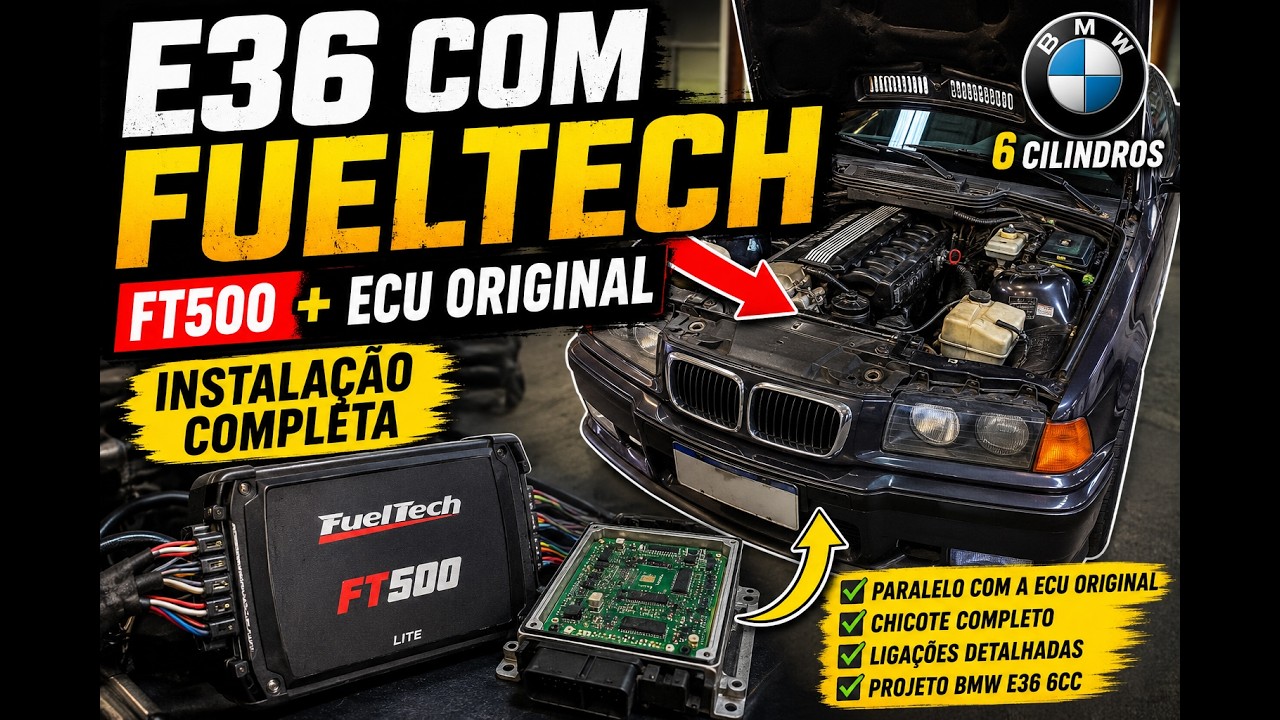 BMW E36 6 cilindros,Instalação completa da FuelTech FT500/FT450/FT550 em paralelo com a ECU original