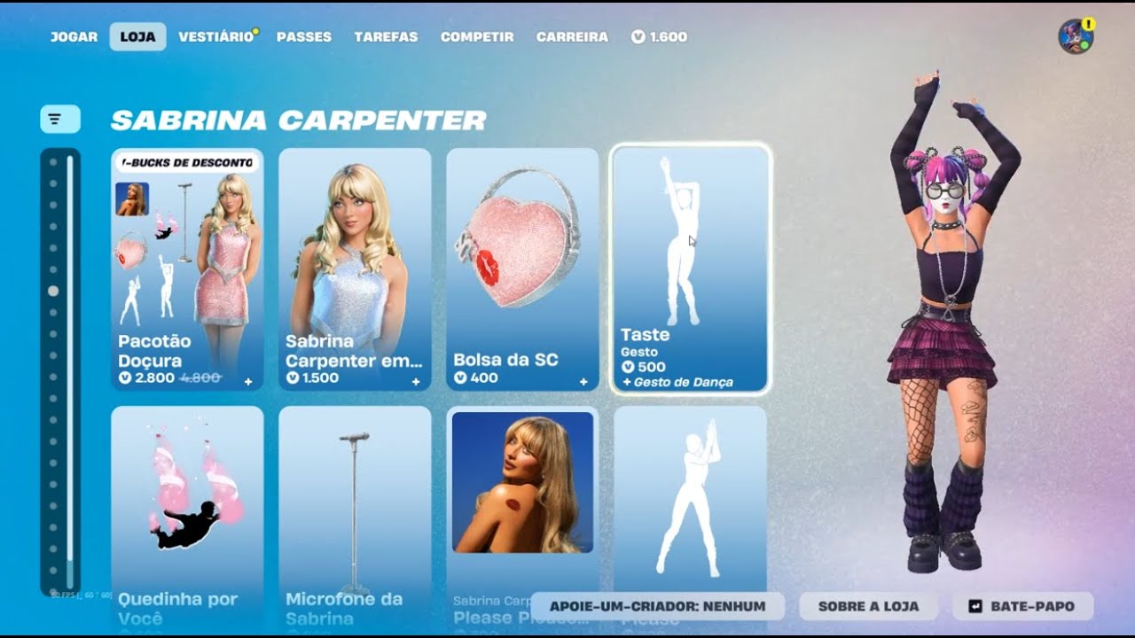 -HG- Game / Fortnite - Comprando o Emote [Taste] da [Sabrina Carpenter]!