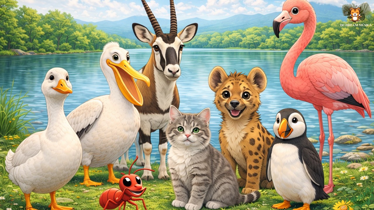 Cute Baby Animal Sounds – Goose, Pelican, Oryx, Cat, Hyena, Ant, Flamingo, Puffin - Animal Video