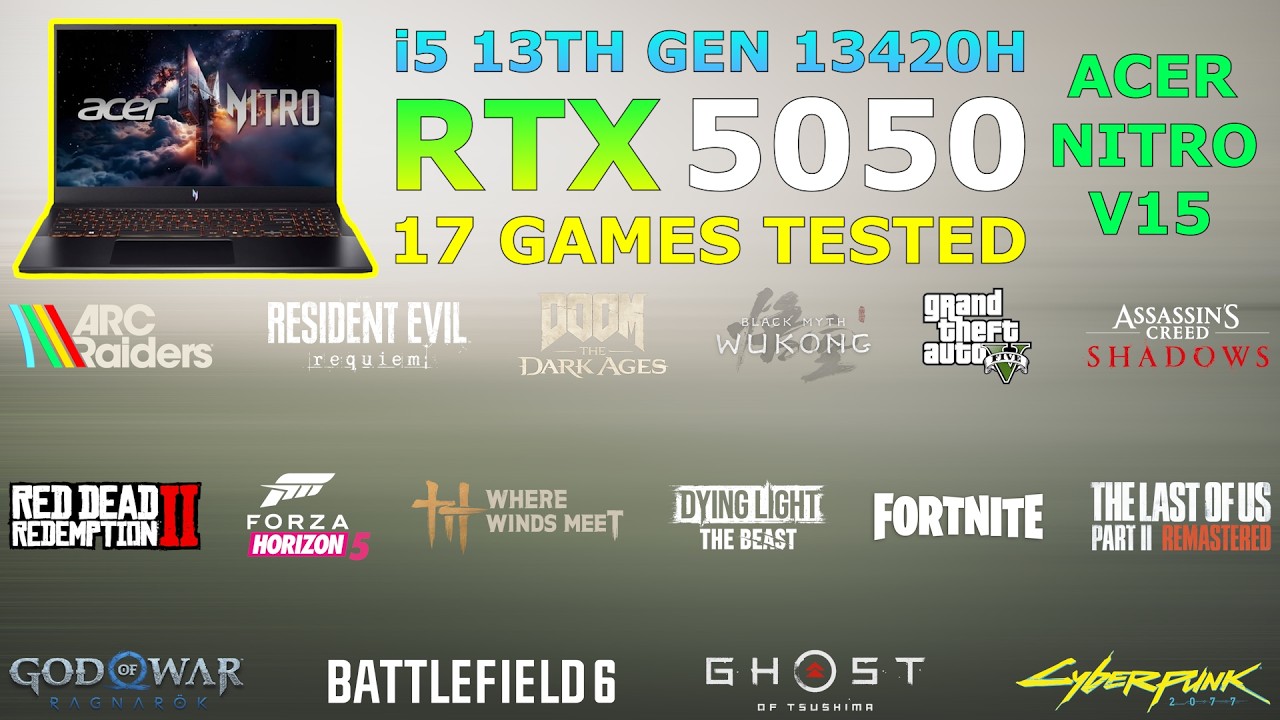 Acer Nitro V15 - RTX 5050 + i5 13th Gen 13420H - Ultimate Gaming Test