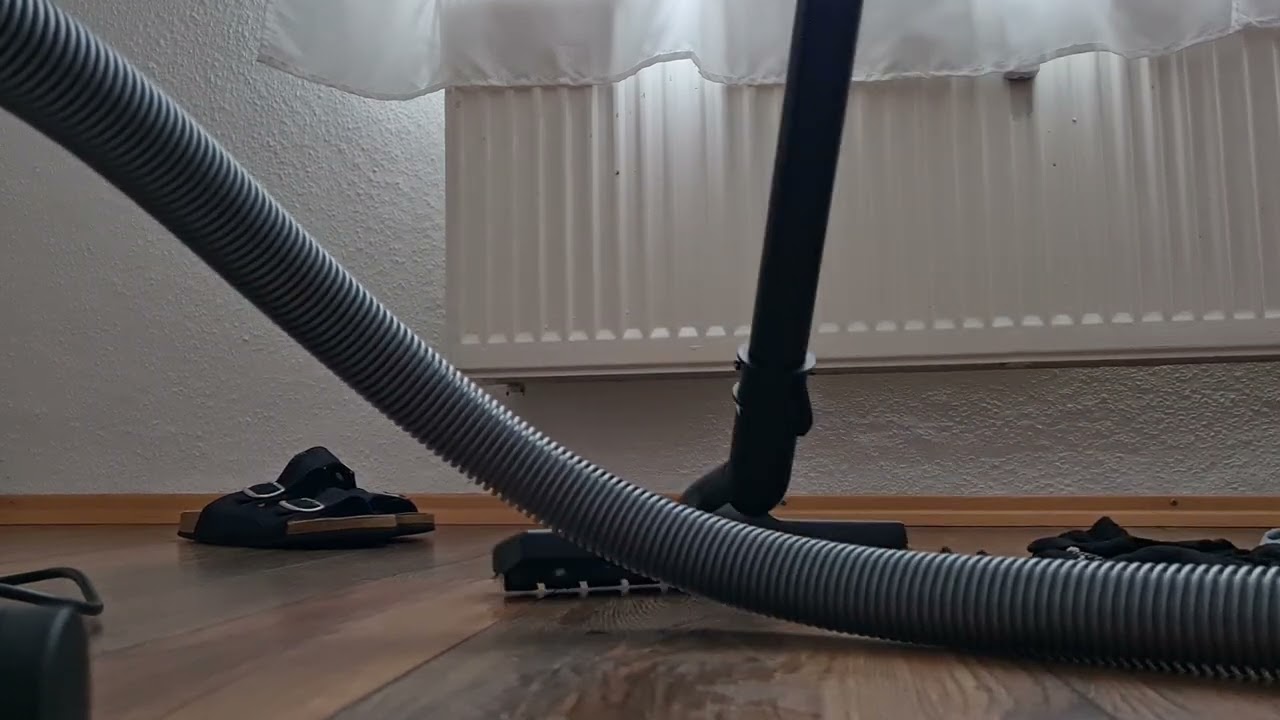 Vacuuming up fluffed socks with Stihl vacuum cleaner. 