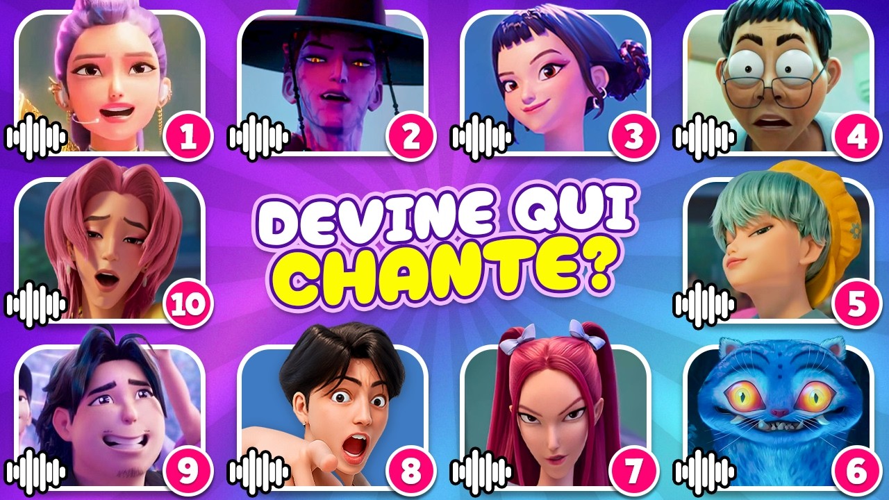 Devine les personnages de KPop Demon Hunters avec leur VOIX et CHANSONS 🎶🔥 Huntrix vs Saja Boys