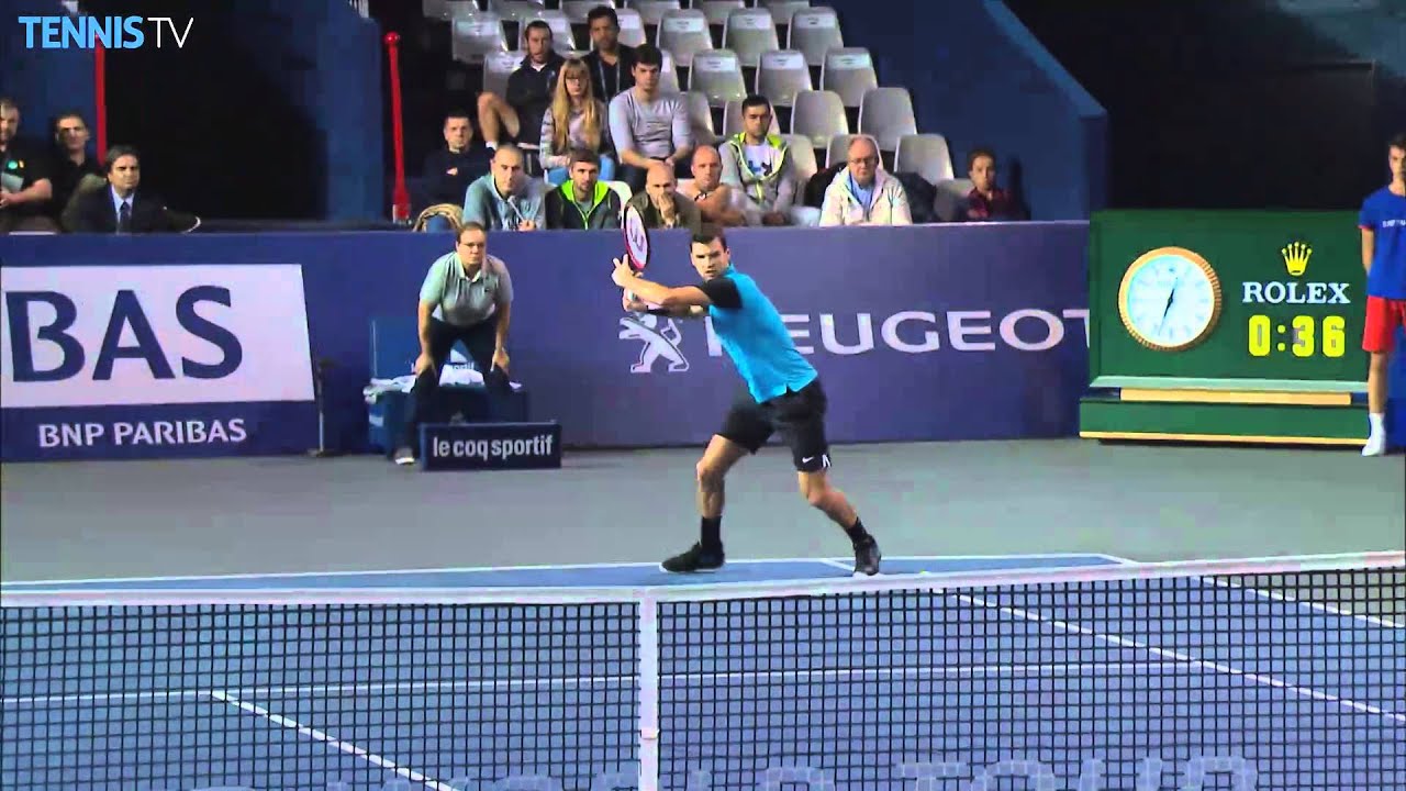 Dimitrov Volleys Hot Shot In Paris