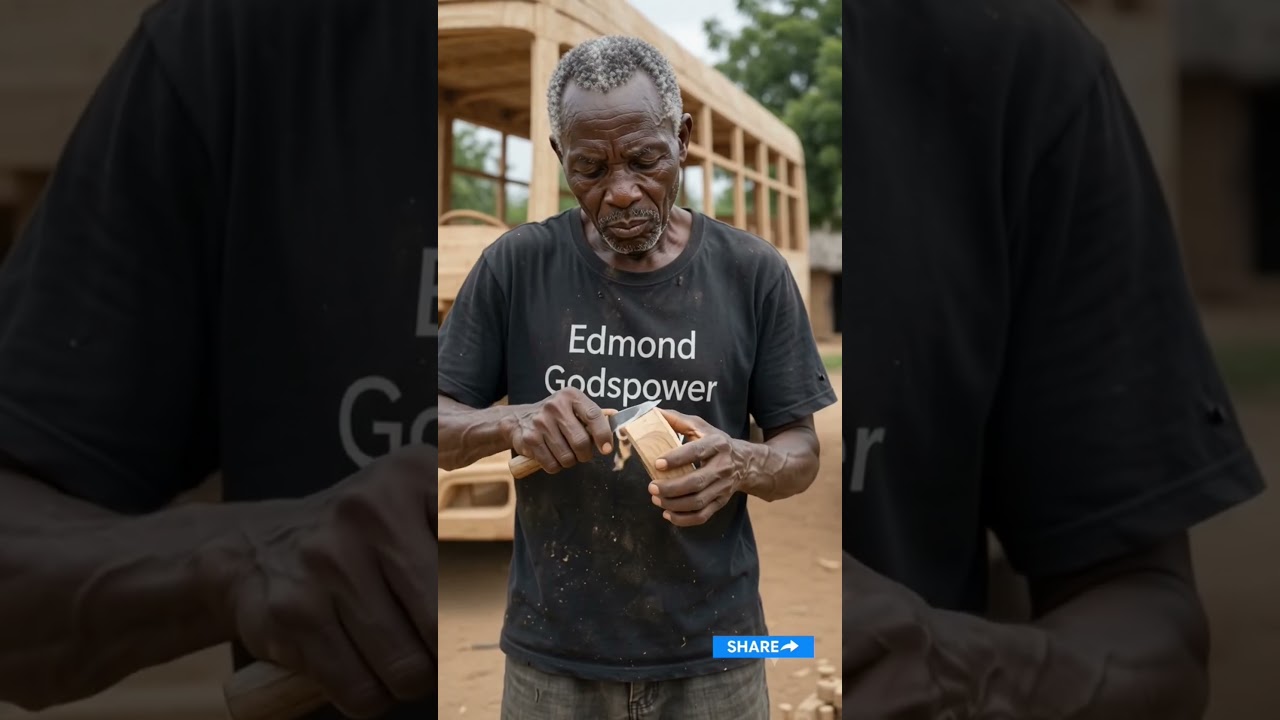 Watch him build a giant school bus entirely from wood. 😳🪵 #woodworking #handmade #woodscraft