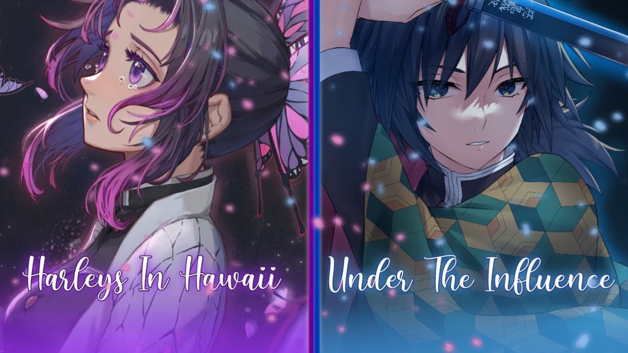 Nightcore - Harleys In Hawaii ✗ Under The Influence ( Switching Vocals ) - Lyrics