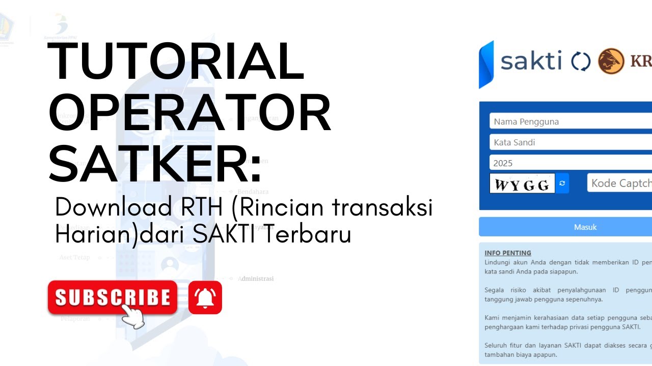 Tutorial Operator Satker: Download RTH dari SAKTI Terbaru
