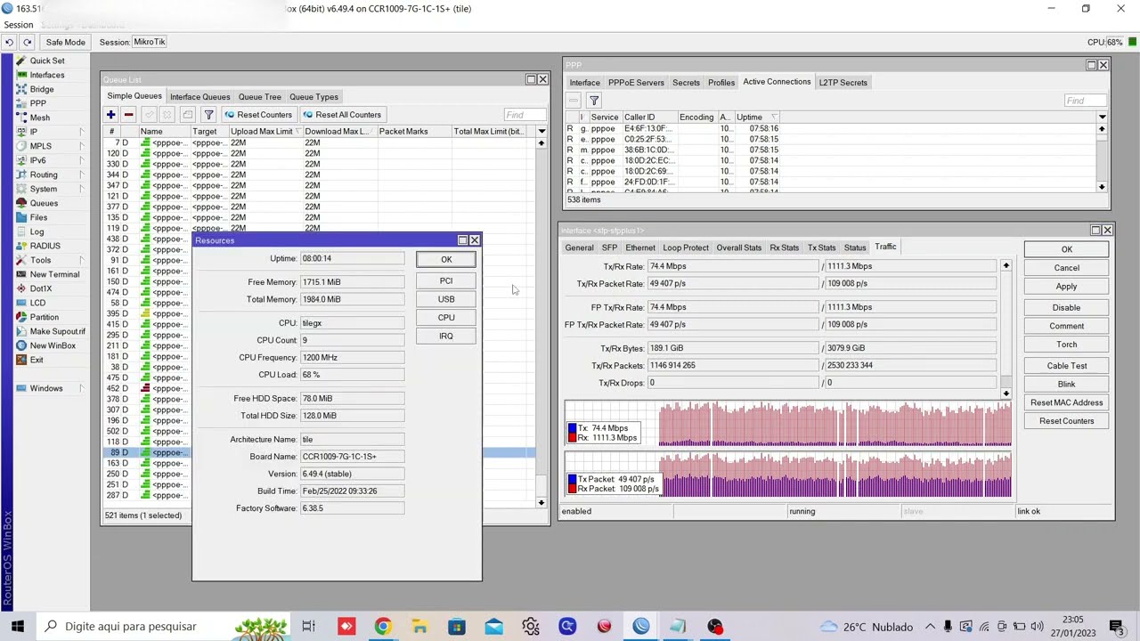 MikroTik CCR1009-7G-1C-1S+ Desempenho com 538 Clientes PPPoE #2