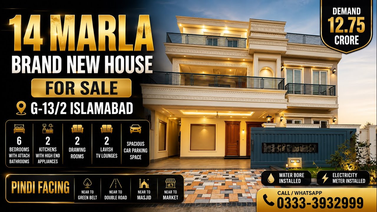 🏡 14 Marla Brand New Luxury House for Sale in G-13/2 Islamabad | Pindi Facing | Demand 12.75 Crore
