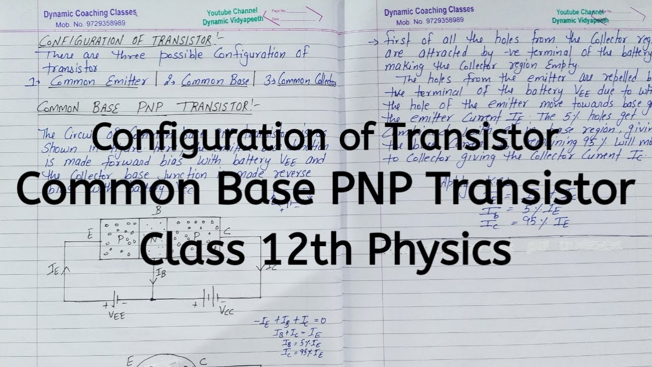 Common Base pnp Transistor, Chapter 14, Semiconductor Electronics, Class 12 Physics