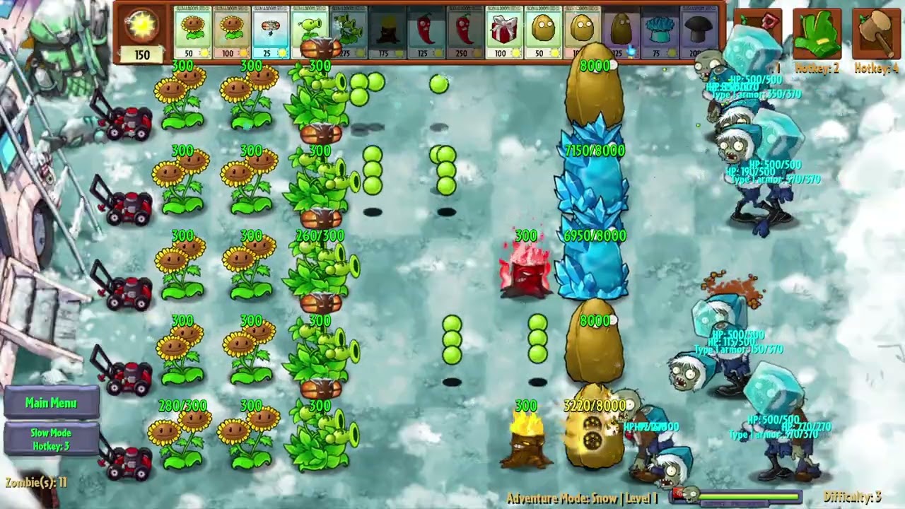 PVZ Fusion: Adventure Snow Level 1 and 2