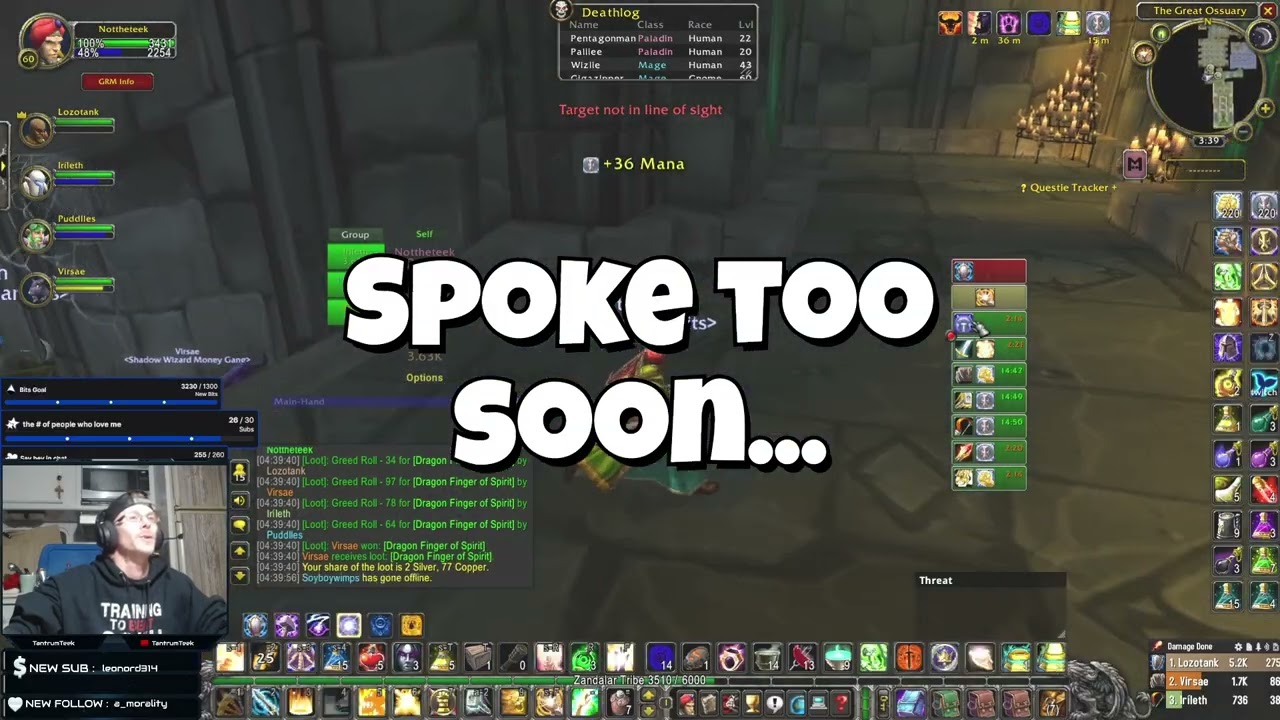 I say Lock In - They Laugh - They Die.. it's a cycle - TantrumTeek Hardcore Classic WoW Doomhowl