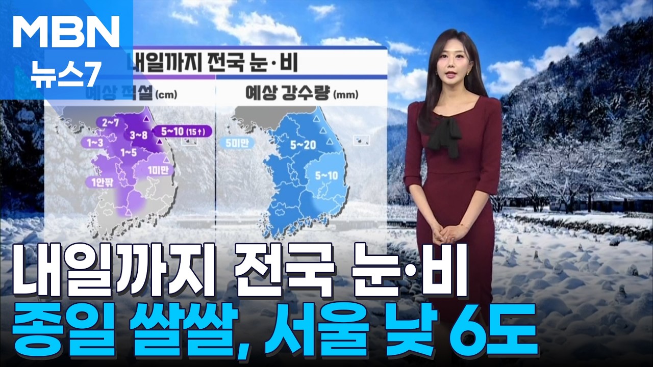 [날씨] 내일까지 전국 눈·비…종일 쌀쌀, 서울 낮 6도 [MBN 뉴스7]