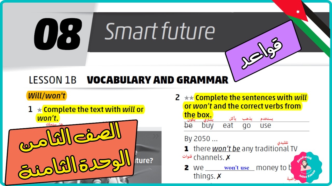 ثامن انجليزي حل كتاب  التمارين صفحة 20 و21 الوحدة الثامنة  | الفصل الثاني | المنهاج الأردني