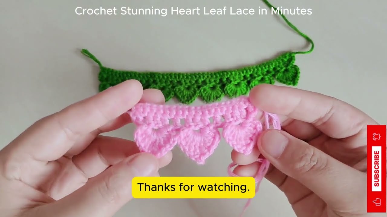 Easy Crochet Heart Leaf Lace Tutorial | Quick Crochet Heart Leaf Lace Pattern (Beginner Friendly)