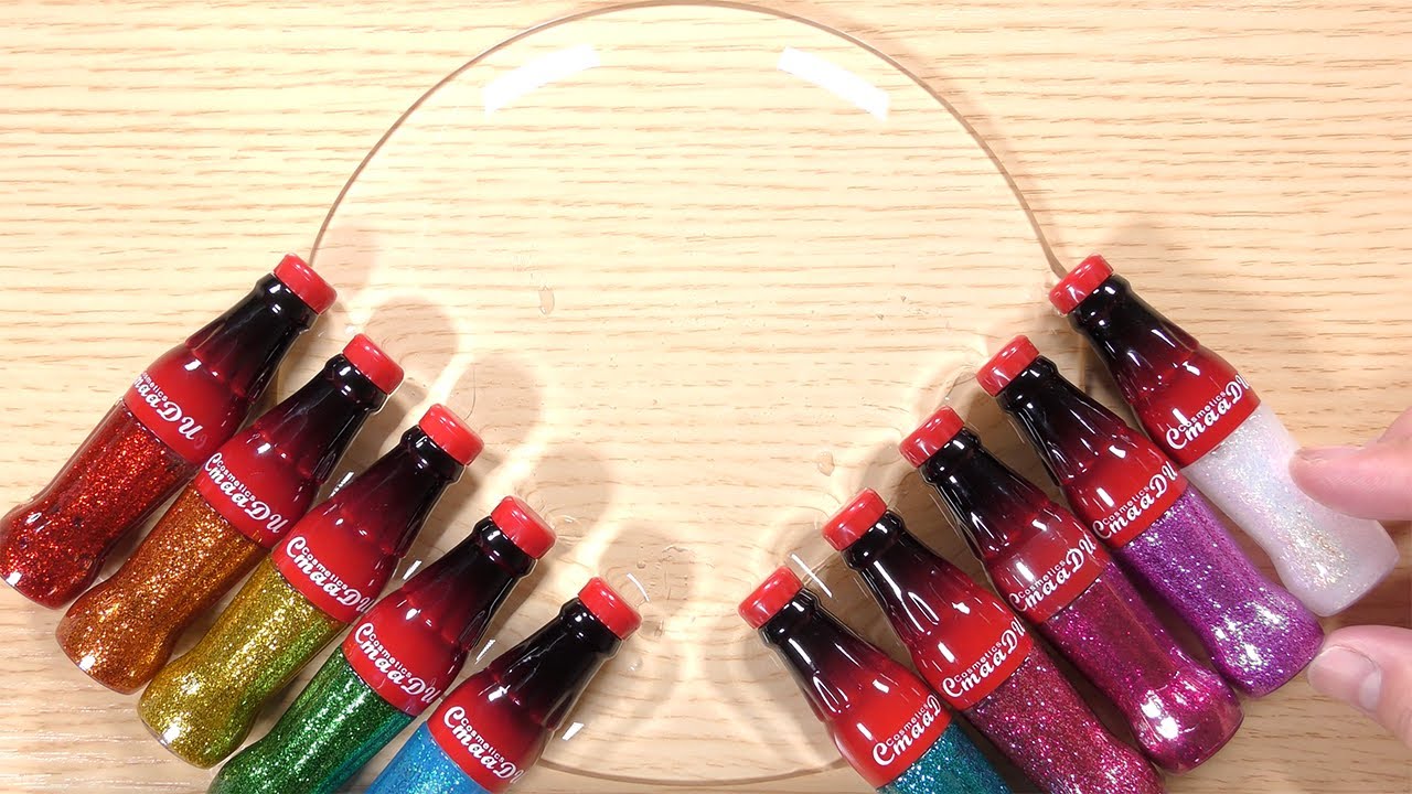 【ASMR】化粧品でクリアスライムの色付け #16【スライム動画】