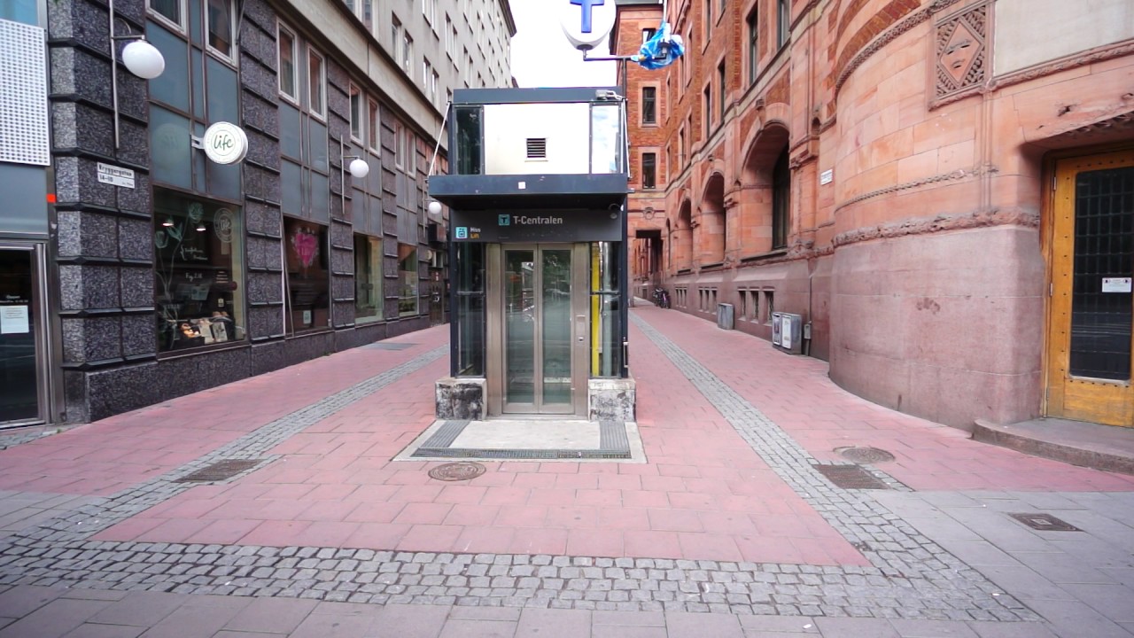 Sweden, Stockholm Central Subway Station, U-Bahn, SMW elevator - going up to street level