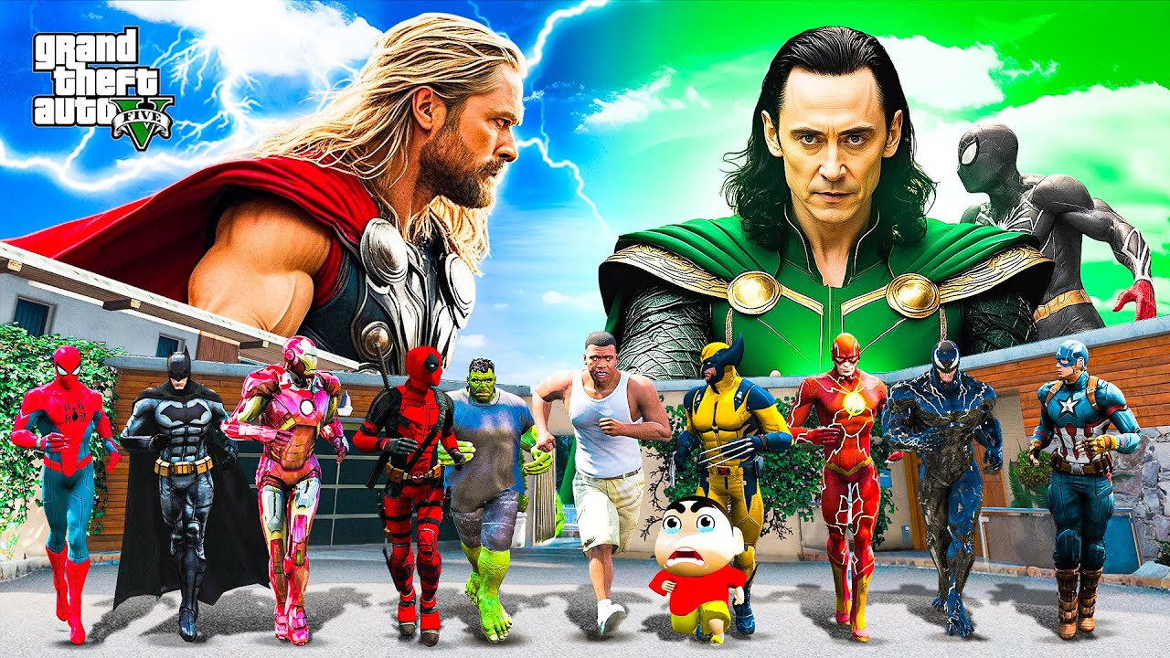 Loki Using Magic Power To Control Spiderman and Kill All Avengers Franklin and Shinchan In Gta 5