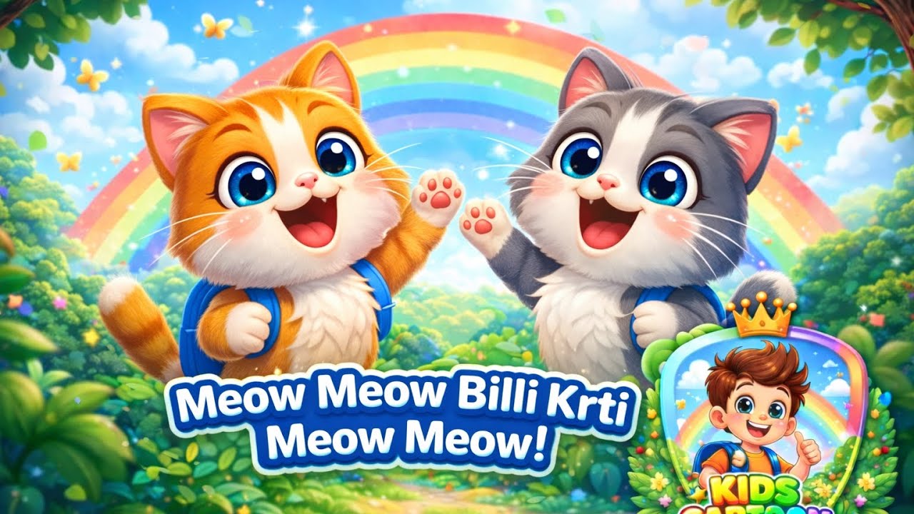 Meow 🐈‍⬛ meow billi krti | Hindi rhymes for kids || #meow #viral #short