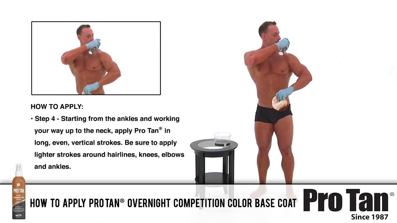How to Apply Pro Tan&reg; Overnight Competition Color Base Coat (Male)