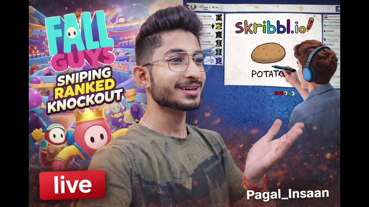 Comeback time fall guys ranked knockout and skribbl.io join now | Fall guys and skribble Live stream