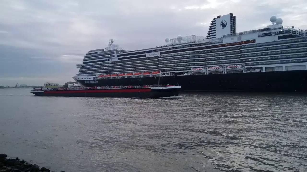 Koningsdam leaving Rotterdam after her dedication.