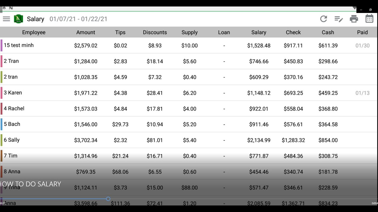 Nail Salon POS HOW TO DO SALARY