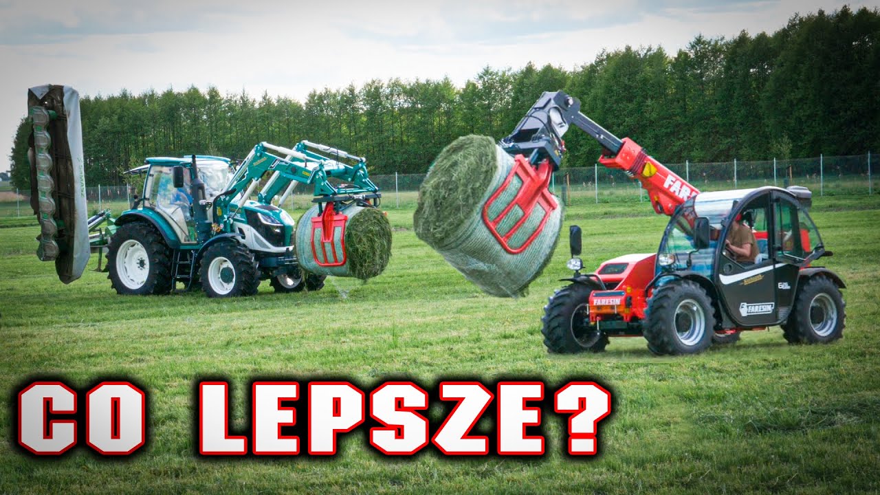 Ładowarka teleskopowa Faresin 6.26 i ciągnik Arbos 5115 z turem 👉 przy zbieraniu balotów👉 [Korbanek]