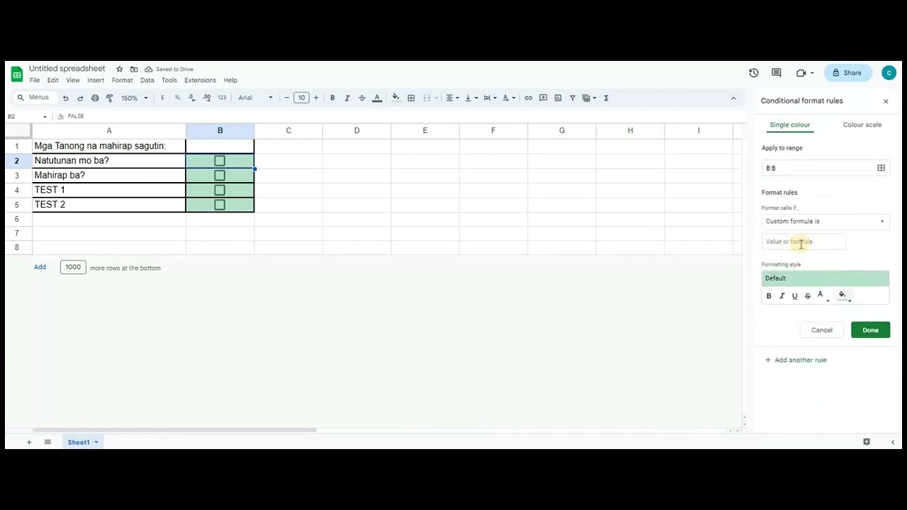 How to hide Checkbox in Google Sheet using formula.