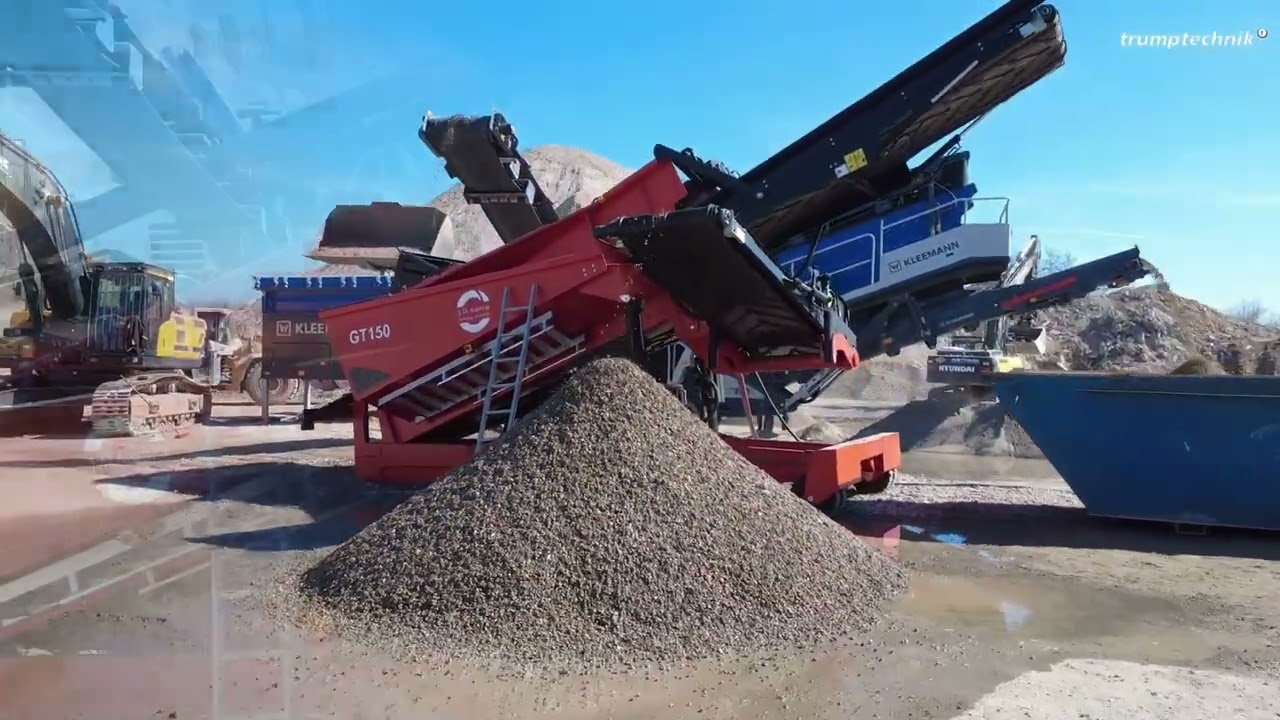 Gesteinstrenner Steinmops GT150 bei einer Demo mit Schotter