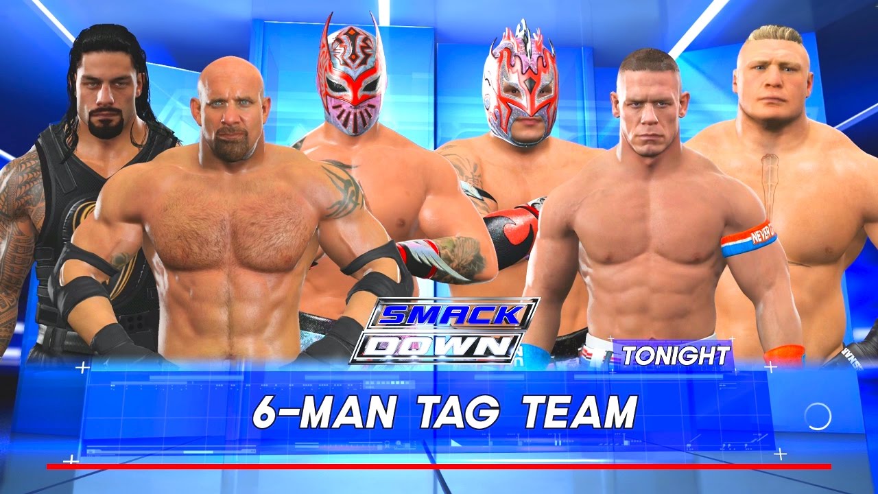 Goldberg & Roman Reigns & Sin Cara vs. John Cena & Kalisto & Brock Lesnar | WWE 2K17 SD Live
