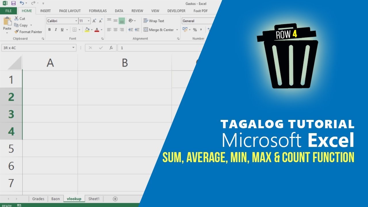 Excel Sum, Average, Count, Min, Max Function Tagalog