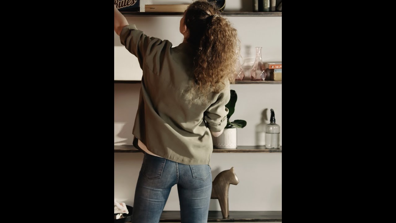 Relax   Girl Dancing In Tight Jeans While Cleaning