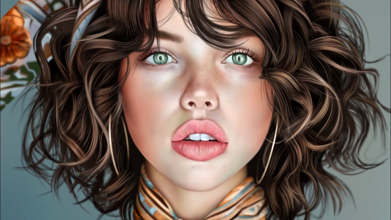 Procreate digital painting - The Scarfed Woman