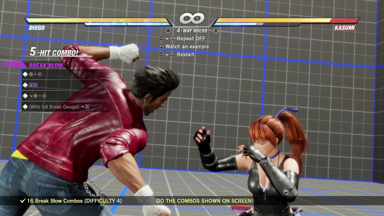 Dead or Alive 6 Diego Combo Challenges PS4 PRO