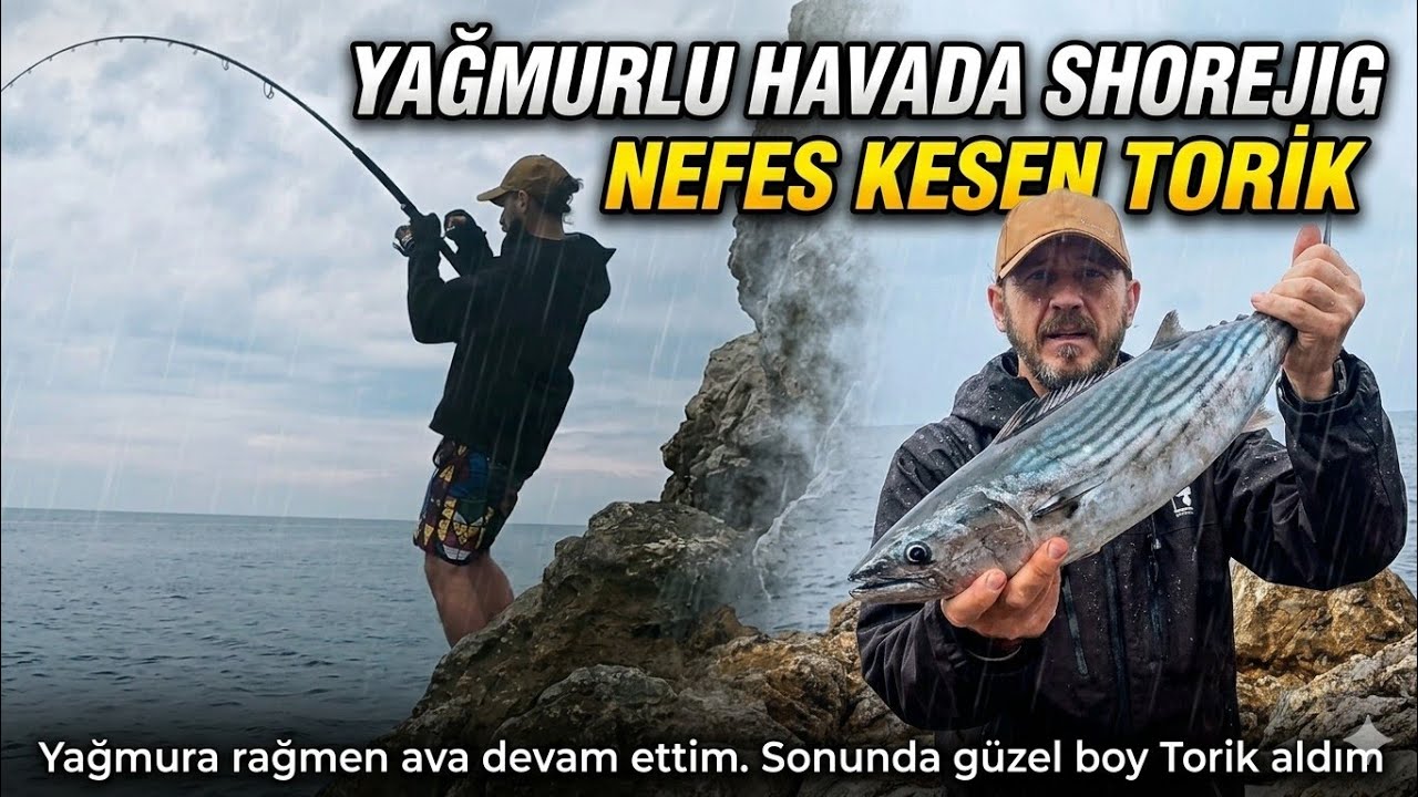 SHORE JİGGİNG | Yağmurun Arasında Gelen  Torik | Bonito Live Strike | Great Rainy Day