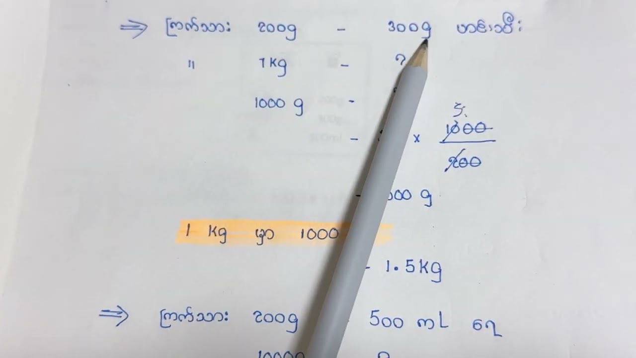 စားသောက်ကုန်ထုတ် G / Kg အတွက်ပုစ္ဆာရှင်းပြချက်#tokuteiginou #အတွက်ပုစ္ဆာ