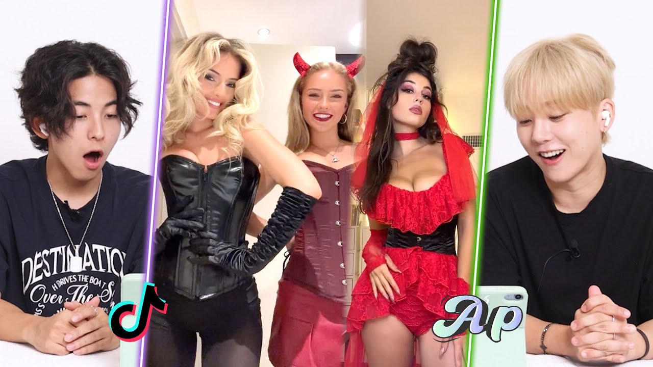 K-pop дуэт реагирует на модные танцевальные образы! Реакция TikTok «Давай потанцуем» | асопо
