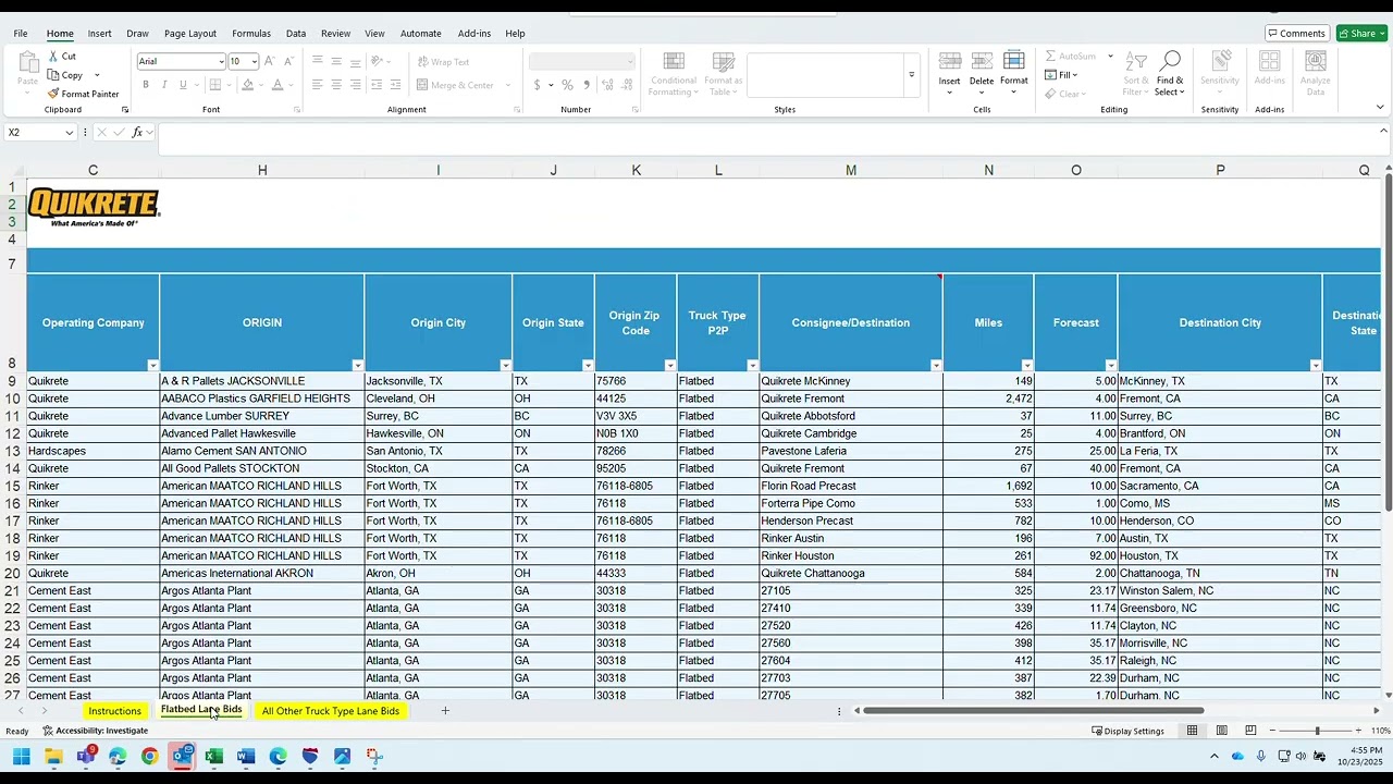 QUIKRETE RFQ TUTORIAL FOR BIDDING