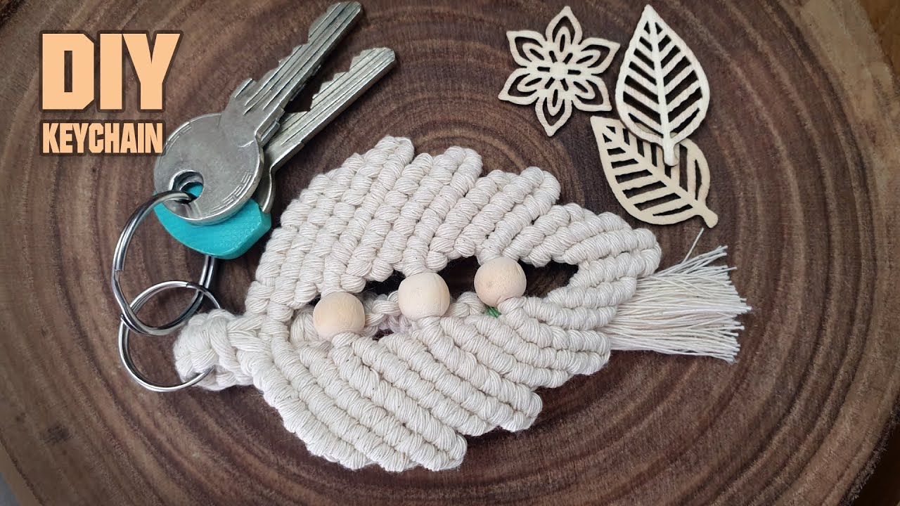 DIY: Macrame Leaf Keychain with Beads 🍂🍃