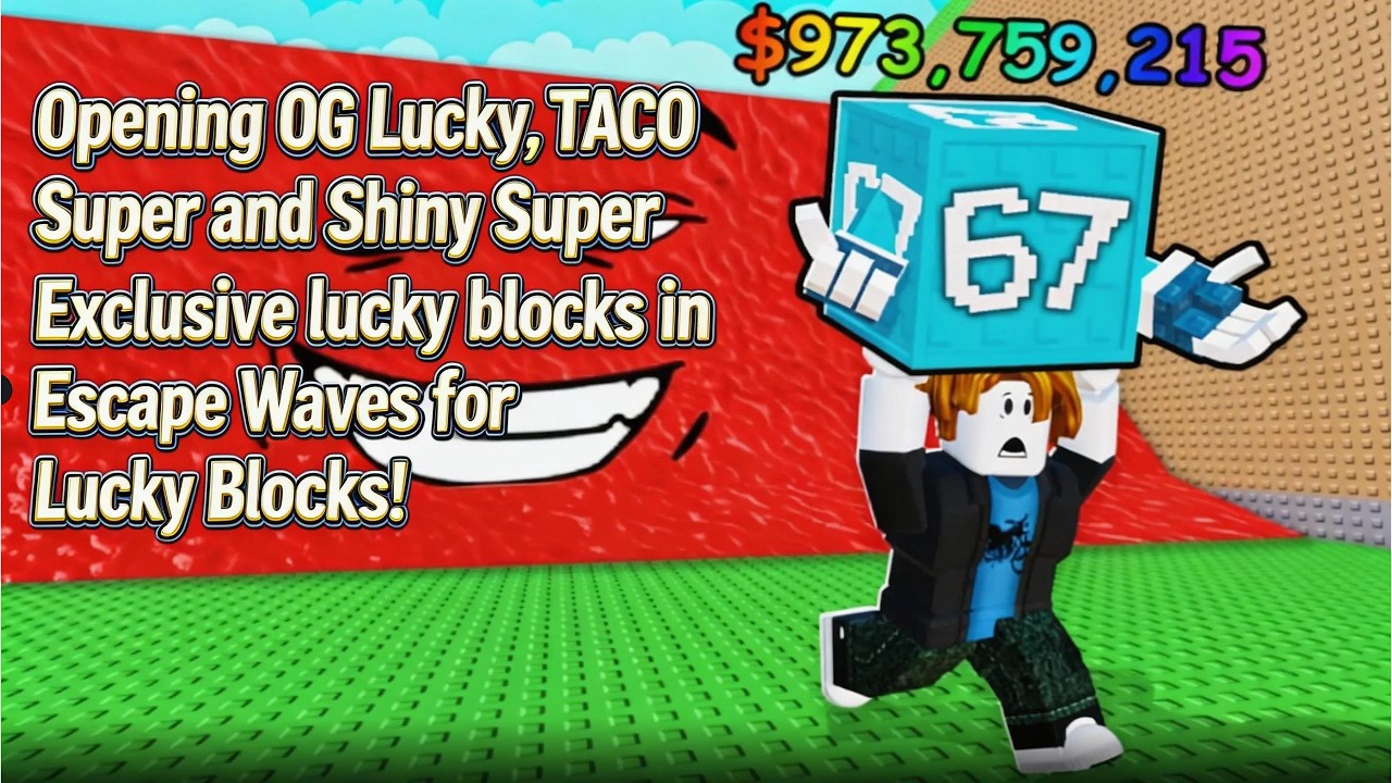 OG Lucky, TACO Super and Shiny Super Exclusive lucky blocks in Escape Waves for Lucky Blocks!